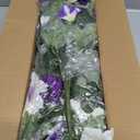 Artificial Flowers for Outdoors, Faux Petunias Spring Summer Decoration, Fake Flowers Plants UV Resistant Look Real Silk Flowers for Outside Planter Front Door Porch Patio Yard (6, Purple-White)
