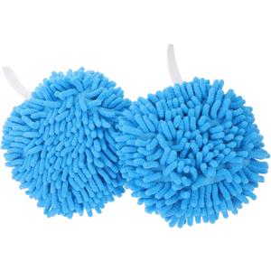 MAGICLULU 2Pcs Chenille Hand Towel with Hanging Loop Soft Absorbent Bathroom Kitchen Towels Quick Drying Fuzzy Ball Design for Versatile Use