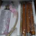 62.5" Gold Floor Lamp for Living Room Dimmable Standing Lamp with Remote & Foot Switch, 3 Color Temperatures Arc Tall Lamp Wood Mid Century Modern Floor Lamps for Bedroom Office, 9W Bulb Included