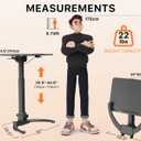 JOY worker Foldable Mobile Standing Desk, Height Adjustable Sit Stand Desk, 90 Tiltable Rolling Laptop Table, Portable Workstation with Non-Slip Mat for Home Office, Holds Up to 22lbs, Black, Height range:29.9-44.9"