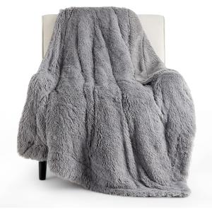 Bedsure GentleSoft Fuzzy Sherpa Faux Fur Twin Blanket Grey Cozy Gifts for Women Men, Soft Fleece Plush Warm Minky Thick Blanket Twin Size for Bed, Couch, Dorm Essentials Grey Room Decor Gifts, 60x80