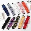 10 PCS Compatible with Fitbit Versa 4/Sense 2/Versa 3/Sense Scrunchie Band, Soft Cute Pattern Printed Fabric Elastic Solo Loop Cloth Scrunchy Replacement Wristband for Women