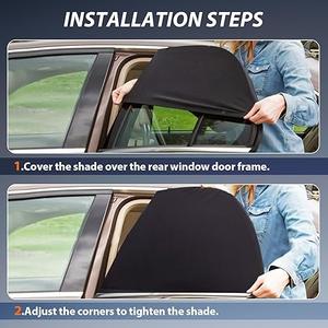 PEMOTech Car Window Shades(2 Pack)-Certified Car Side Window Sun Shades, UV Protection Breathable Spandex Baby Window Covers, Universal Fit Most (99%) of Cars, Protect Privacy for Family (27.2"x39.8") (Black)