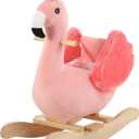 FUNLIO Flamingo Baby Rocking Horse for Toddlers 6 Months to 3 Years, Cute & Graceful Pink Swan Baby Rocker for Baby Girl, Stuffed Plush Ride-on Rocking Animal, Easy to Assemble, CPC & CE Certified