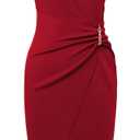 GRACE KARIN Work Dresses for Women 2026 Short Sleeve Sheath Business Midi Dress Wrap Bodycon Office Cocktail Outfits (Red, M)