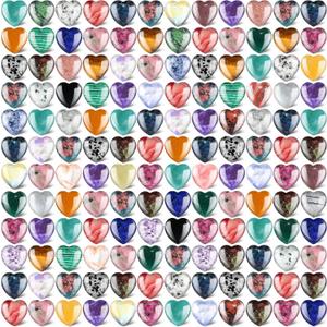 Nuenen 200 Pieces Valentine Heart Shaped Crystal Bulk 0. 8 Inch Worry Stones Valentine Mother's Day Gift Crystals Love Gemstones Heart Pocket Palm Romantic for Women Men Balancing Meditation
