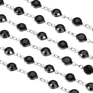 uxcell 2 Yards Black Rhinestone Chain Bulk with Silver Plated Brass Chain for Jewelry Making Craft DIY Bracelet, Necklace, Glass, Shoes, Clothes Decoration (1 Yard for Each Piece)