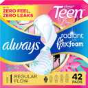 Always Radiant Teen Pads, Size 1, Regular, with Wings, Unscented, 42 Count