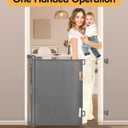Retractable Baby Gate for Stairs & Doorways, 55" Wide x 33.6" Tall Easy Installation Mesh Dog Gate for Indoor & Outdoor Use,Pet and Dog Safety Gate for Hallways(Grey)