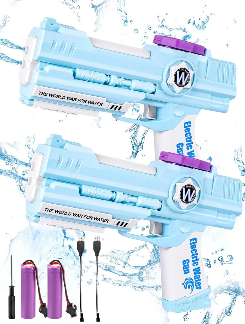 Electric Water Gun, Ultimate Battle Blaster Water Guns with Dual Nozzles High Capacity Automatic Squirt Guns Summer Outdoor Beach Swimming Pool Party Toy for Adult Kids