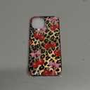 owwiktten Cherry Bow Cheetah Print Glitter Phone Case for iPhone 15 6.1",Trendy Cute Retro Brown Leopard Pink Bows Ribbon Aesthetic Bling Protective Girly Cover for iPhone 15 6.1in