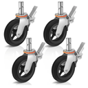 8 inches Scaffolding Wheels 1-3/8" Solid Round Stem Caster with Dual Locking Brakes 1100LBS Capacity Per Wheel Commercial Scaffolding Accessories