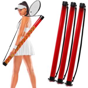 Jerify 3 Pcs Tennis Ball Tube Pickup Picker Holds 18 Balls with Shoulder Strap for Tennis Balls Pickup Collector, Carrier, Dispenser (Red)