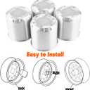 4Pcs 4.25 inch Wheel Center Caps Aluminum Push Through Trailer Caps Fit 4.25" Center Bore Truck RV SUV Wheels Rims, Silver Hub Covers, 4.69" Tall