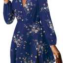 MixShe Summer Dresses for Women 2025 Wedding Guest Dress Fall Fashion Italian Outfits Elegant Classy Homecoming Clothing Plus Size Beach Vacation Clothes A Navy Floral Medium (Blue, M)
