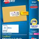 Avery Printable Shipping Labels with Sure Feed, 2" x 4" Customizable Stickers, White, 100 Blank Mailing Labels, Great for Mailing, Shipping, and More (18163)