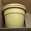 The HC Companies 16 Inch Caribbean Planter Pots with Drainage & Plug, Rolled Rim Plastic Planters for Indoor & Outdoor Plants, 2-Pack Decorative Flower Pots for Garden, Office & Home Decor, Honey