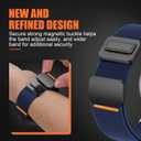 Magnetic Elastic Bands for Samsung Galaxy Watch 7/6/5/4/FE 40mm 44mm/Galaxy Watch 6 Classic 43 47mm/5 Pro 45mm/4 Classic 42 46mm/Active 2, 20mm Wristband Stretchy Nylon Sport Strap Men Women Navy Blue