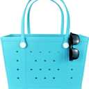 Extra Large Rubber Beach Bag, Washable Moisture Resistant Durable Open Hole Tote Bag Beach Vacation Essentials