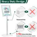 Heavy Duty Pedestal Sign Holder for Display, 8.5 x 11 inches Adjustable Floor Standing Sign Holder with Weighted Base , Vertical and Horizontal View Sign Stand for Indoor/Outdoor AdvertisingSilver