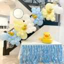 142pcs Duck Balloon Arch Garland Kit, 18/10/5 Inch Blue Yellow White Latex Balloons with Duck foil balloons for Baby Shower Party Decorations