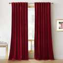 RYB HOME Red Velvet Curtains 102 inches, Back Tab Soft Fabric Room Darkening Thermal Insulated Luxurious Home Decor Curtains for Living Room Bedroom, W 52" x L 102", 2 Panels Set