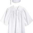 White Child Graduation Set, Cap, Gown, Tassel, Charm, Large