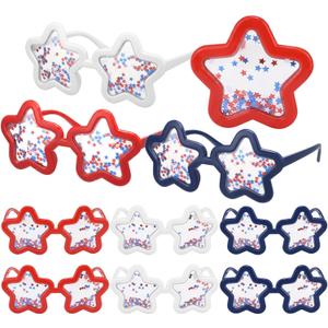 Konohan 4th of July Star Sunglasses 250th Patriotic Accessories for USA Red White Blue Glitter Glasses America Party Favors