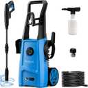 Electric Pressure Washer Power Washer Electric Powered Power Wash Power Washers with Adjustable Nozzle, Pressure Cleaning Machine with Foam Cannon for Cars, Fences, Driveways, Patios, Home Cleaning (Blue)