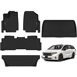 Naibeve Floor Mats for 2018-2024 2025 Honda Odyssey- All Weather Custom Fit for Honda Odyssey Floor Mats Cargo Mats Liners Floor Liner Set Waterproof Interior Accessories