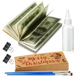 Fullhawl 24 Set Christmas Money Pad Kit Merry Money Holders for Christmas Gifts DIY Kraft Paper Padding Kit Includes 2oz of Notepad Padding Compound Cash Holder for Xmas Holiday