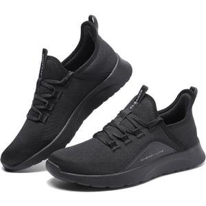 ALEADER Men's Energycloud Slip On Running Walking Shoes Cushion Lightweight Sneakers (9, All Black)