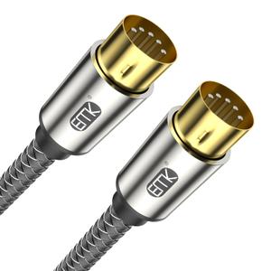 EMK Premium 5-Pin MIDI Cable (1 PCS, 1.5Ft/0.5M) - Nylon Braided Durable MIDI to MIDI Cord for Keyboard, Synthesizer, Guitar Pedal, Sampler, Audio Interface, Mixer - Gold-Plated Connectors