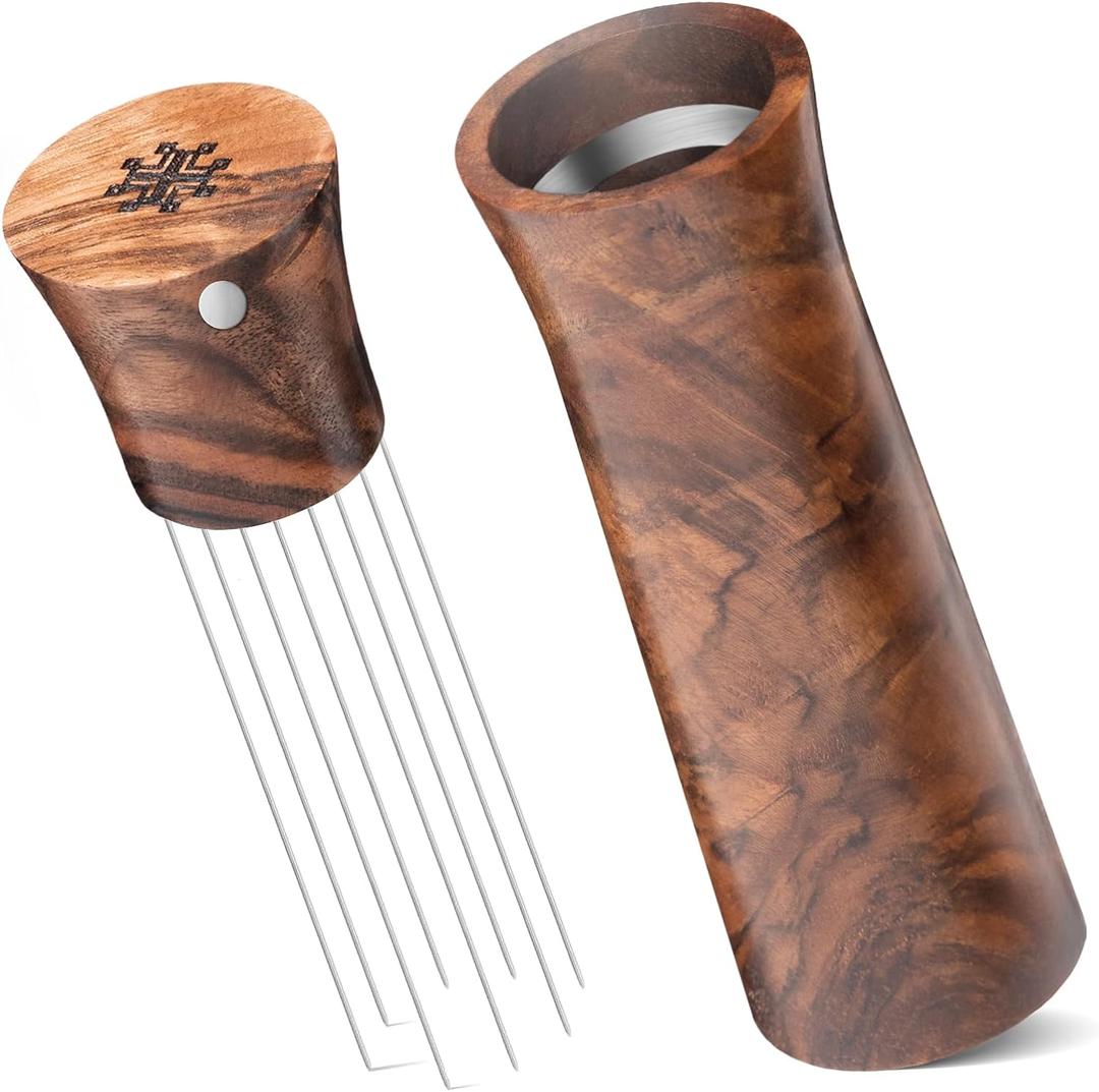 WDT Tool - Agitadores de expreso, distribuidor de caf, herramientas de barista, herramienta de distribucin de agujas de espresso para kit de accesorios de caf, regalos de madera de nogal para