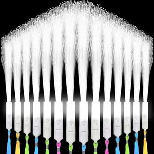 HQDD 100 PCS White Fiber Optic Wands, LED Fiber Wands, Wedding Party Supplies, Glow Fiber Wands Sticks, Flashing LED Wands, Fiber Optic Light Wand Stick for Glow Party, Bar Dj, Halloween and New Year Multicolor