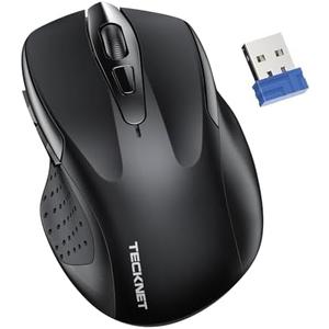 TECKNET Wireless Silent Mouse, Quiet Click, 2.4G Optical Cordless Mouse, 6 Adjustable 4000 DPI, Computer Mice for Laptop, Chromebook - Black