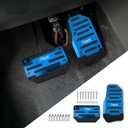 2PCS Non-Slip Car Pedal Covers, Premium Aluminum Alloy Gas and Brake Pedals Covers for Safe Driving, Automatic Transmission Pedal Covers Replacement Kit, Universal Car Accessories for Most Car (Blue)