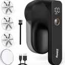 Fabric Shaver - Ziitty Lint Remover for Clothes, Sweater Defuzzer with LCD Display, 3-Speeds, 6-Blade, Type-C Rechargeable, Sweater Shaver to Remove Pilling Fuzz Lint Balls Pills for Clothes Furniture