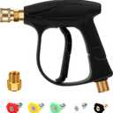 BEETRO High Pressure Washer Gun 4350PSI, Car Washer Gun with 5 Nozzles and M 22 Brass Coupler for Pressure Power Washers (6.9 Inch)
