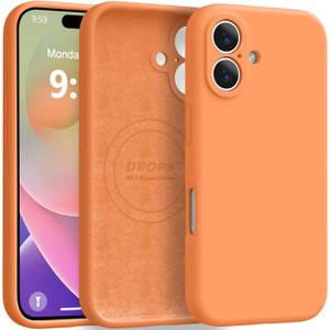 Ktele Magnetic for iPhone 16 Case [Compatible with Magsafe] [Premium Silicone Satin-Smooth Touch] Slim Shockproof Anti-Scratch Microfiber Lining Case, 6.1 inch, Bright Orange