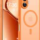 TOCOL for iPhone 17 Case, Full Camera Protection, Builtin Magnetic Ring, Compatible with Magsafe Charger, Drop Protection, Translucent Matte Phone Case for iPhone 17 6.3 inch (Orange)
