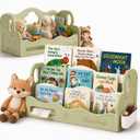 Kids Bookshelf for Toddler, Front Facing Montessori Book Shelf, 3 Tier Kids Bookcase Organizer, BPA-Free HDPE Nursery Bookshelf, Tool-Free Assembly, Book Rack for Bedroom, Playroom, Classroom, 20" x 10" x 10.8"