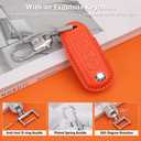 PIFOOG Key Fob Cover Fit for Mazda Leather 4 Buttons Car Keys Case Shell Protector with Metal Keychain Accessories Fits for Mazda 3 6 CX5 CX9 CX3 MX5 Smart Keys Girly Women Orange 1PC