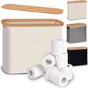 Toilet Paper Storage Box, Toilet Paper Basket with Lid, Bathroom Toilet Paper Storage Box, Freestanding Storage Rack, Holds 9 Rolls (Off-White)