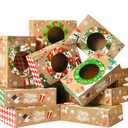 JOYIN 12PCS Christmas Cookie Boxes for Gift Giving, 8.75" x 5.75" x 2.75" Xmas Holiday Bakery Treat Boxes with Window, Kraft Cookie Tin Container Box for Baked Goods, Cupcake, Pastry, Candy, Brownies (Christmas Theme Color)