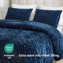 Chezmoi Collection Lux Navy Blue Velvet Quilt Oversized King Set, 3-Piece Plush Distressed Velvet Bedding All Season Lightweight Comforter Brushed Microfiber Reverse with Diamond Stitch Quilting