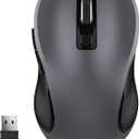 WisFox 2.4G Wireless Mouse for Laptop, Ergonomic Computer Mouse with USB Receiver and 3 Adjustable Levels, 6 Button Wireless Mice for Windows Mac PC Notebook (Grey)