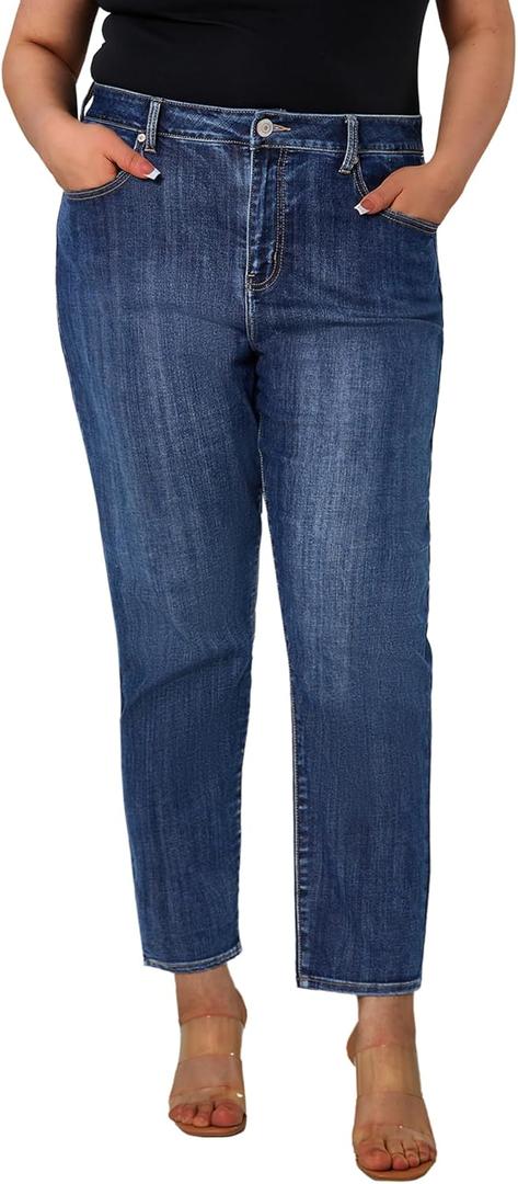 Women's Plus Size Jeans Skinny High Waisted Stretchy Ankle Jean with Pockets Tummy Control Denim Pants Trendy