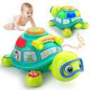 ToddlerCley Musical Turtle Baby Toys 6-12 Months, Bilingual Educational Crawling Toys 7 8 9 10 Months, Light up Infants Tummy Toy with Sound, Number, Letters, Gifts Present for Baby 4-12 Month