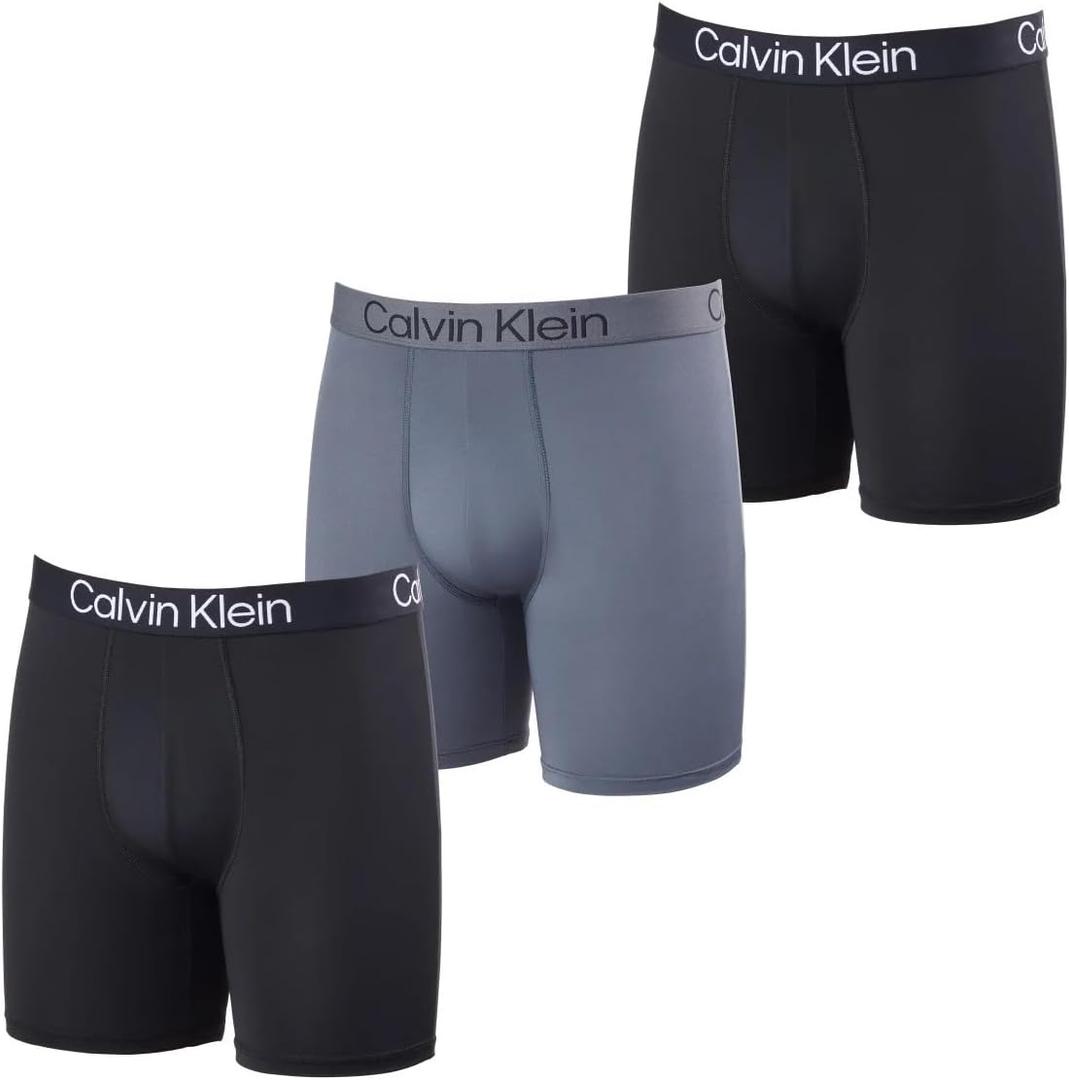 Calvin Klein Men's Boxer Brief Moisture Wicking, 3-pack (Medium, Black/Black/Gray)